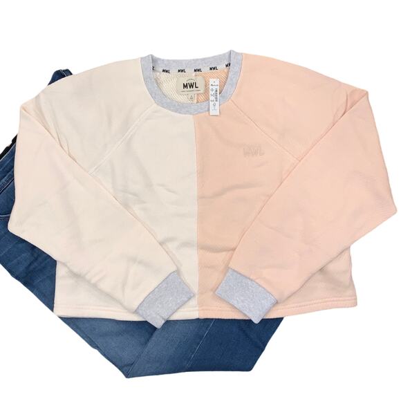 NWT Madewell MWL Airyterry Colorblock Crop Sweatshirt - Picture 2 of 9